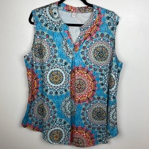 Women’s Newchoice Sleeveless Blouse Very Colorful Size 2XL